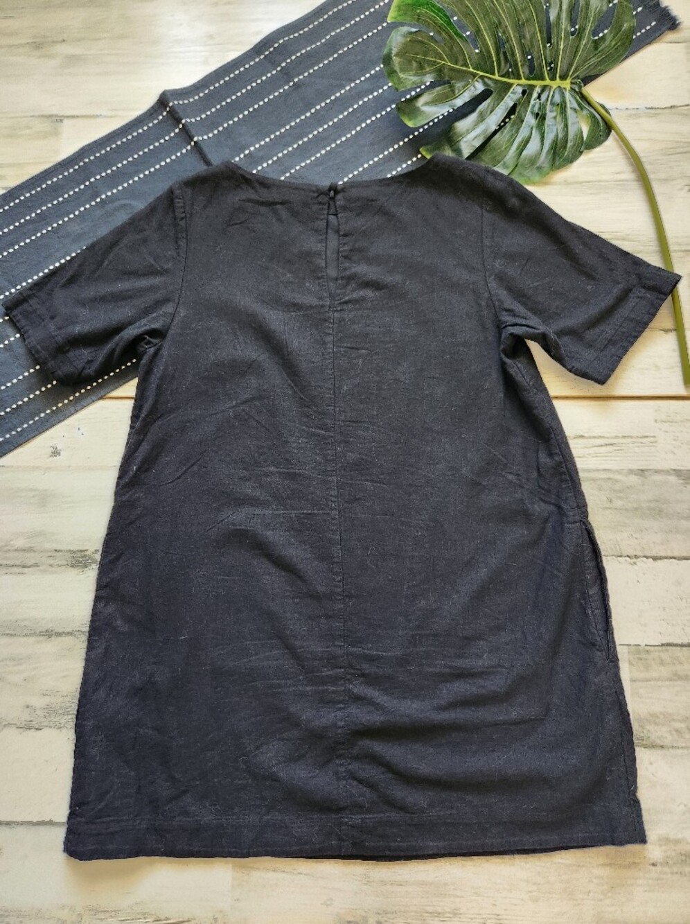 Abercrombie & Fitch Linen Blend T-shirt Short Sleeve Mini Dress Black NWT Large - Picture 6 of 11